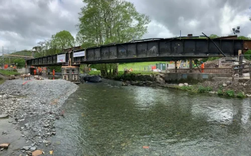 raising a rail bridge from floodwater