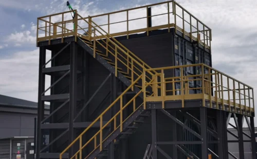 Access steps with handrail