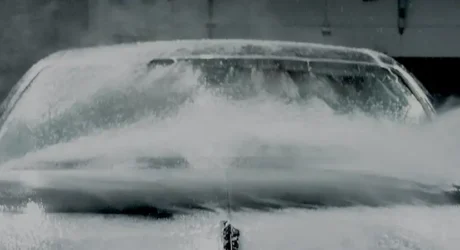 washing the front of a car