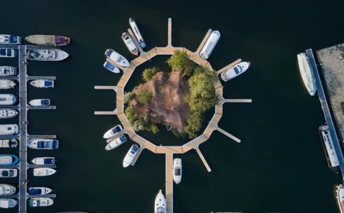 The island at Shepperton marina with dura grating walking surface