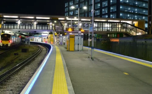 East Croydon GRP platform with blue LED edge lighting