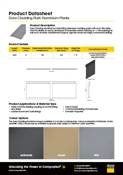 Dura Cladding Aluminium Planks Product Datasheet Dura Composites