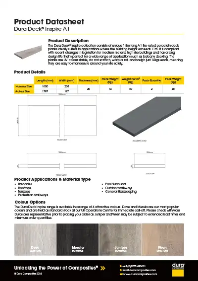 Dura Deck Inspire Planks Product Datasheet Dura Composites