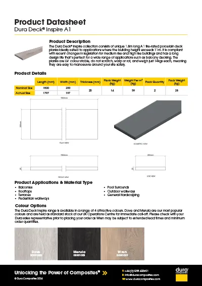 Dura Deck Inspire Planks Product Datasheet Dura Composites