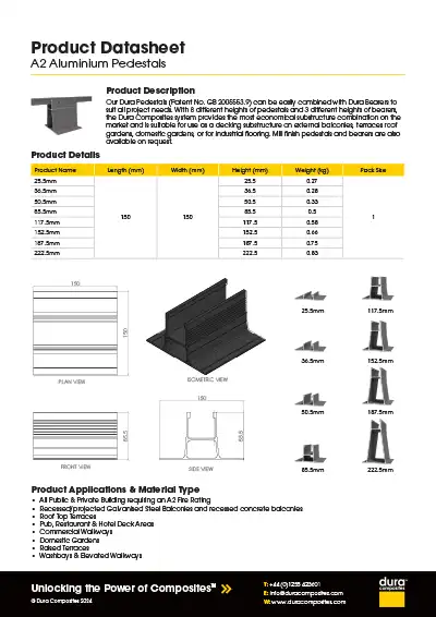 Dura Pedestals Product Datasheet Dura Composites