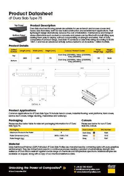 Dura Slab 75 Product Datasheet Dura Composites