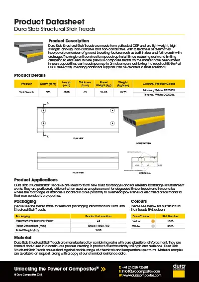 Dura Slab Structural Stair Treads 65 Product Datasheet Dura Composites