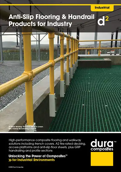 Front Cover Image For Anti-Slip Flooring & Handrail Product For Industry Brochure Dura Composites