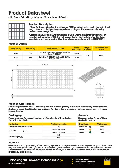 d2 Dura Grating Standard Mesh 26mm Product Datasheet Dura Composites