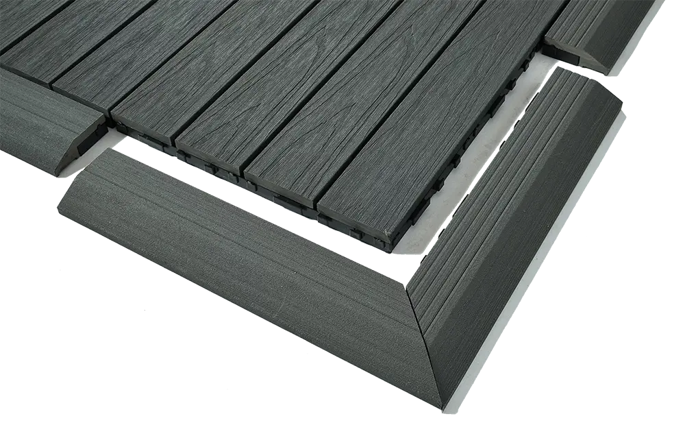 Dura Deck Tile Corner Edge Ramps | Pack of 4 | Pebble Grey